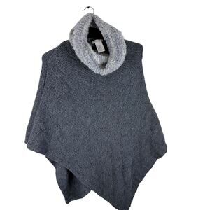 Cocogio Gray Cowl Neck Chunky Knit Poncho Sweater Made In Italy Wool Alpaca OS